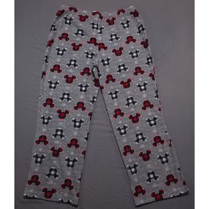 Disney Mickey Mouse Plush Fleece Pajama Pants Womens XL Grey Buffalo Plaid